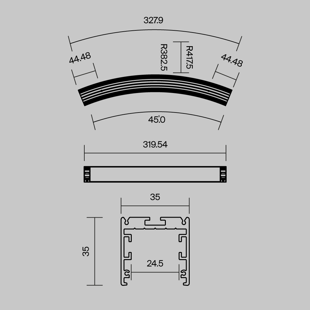 Профиль Led Strip ALM-3535R-B-D-45°-0.8M, фото 2