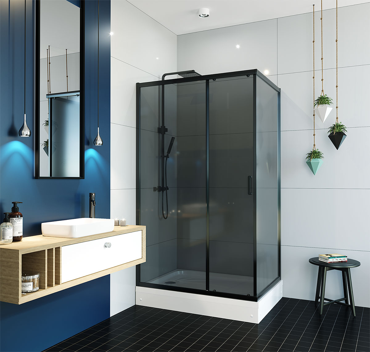 Душевой уголок ALEX BAITLER 1 серия AB14120B4 тонированное стекло, фото 3