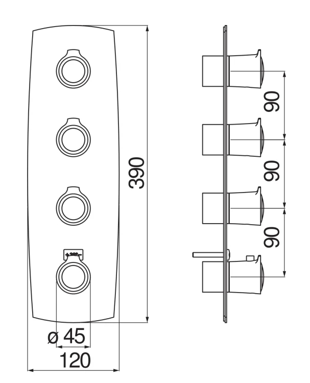 SI98104BR SOFI термостатический смеситель для ванны 4 выхода (внешняя часть), бронза, фото 2