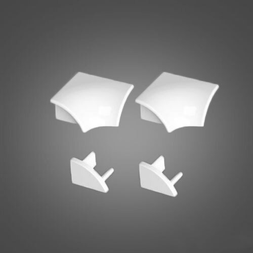 Набор (2 заглушки + 2 угловых соединения) для планки 6, белый