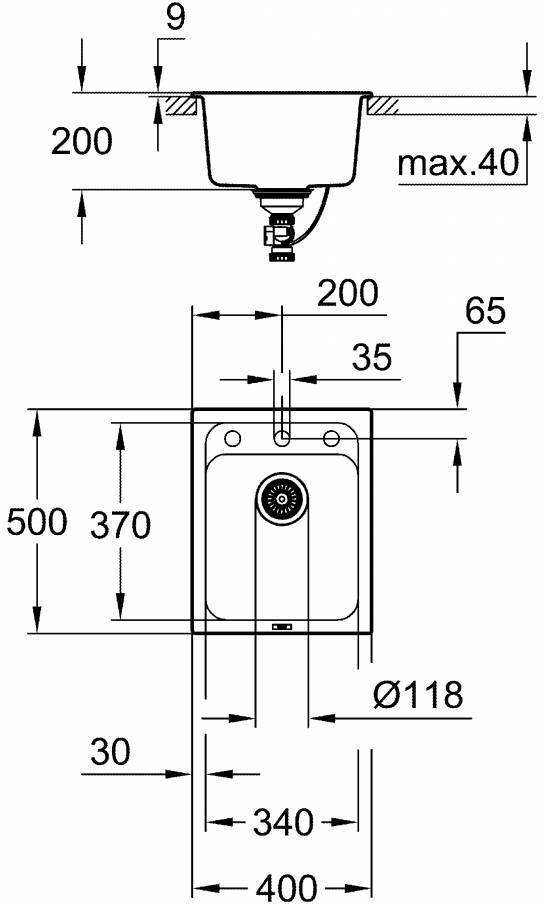 31650AP0 K700 Композитная мойка,400 x 500 мм, цвет черный гранит (AP0), фото 2