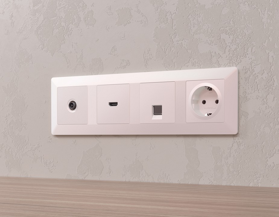 Розетка Ethernet RJ-45 и со шторками, без рамки Ambrella Volt ALFA MA212005, фото 2