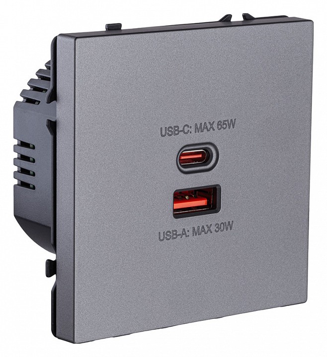 Розетка 2хUSB type A и C без рамки Kollinger Eclipse EC-024GY, фото 2
