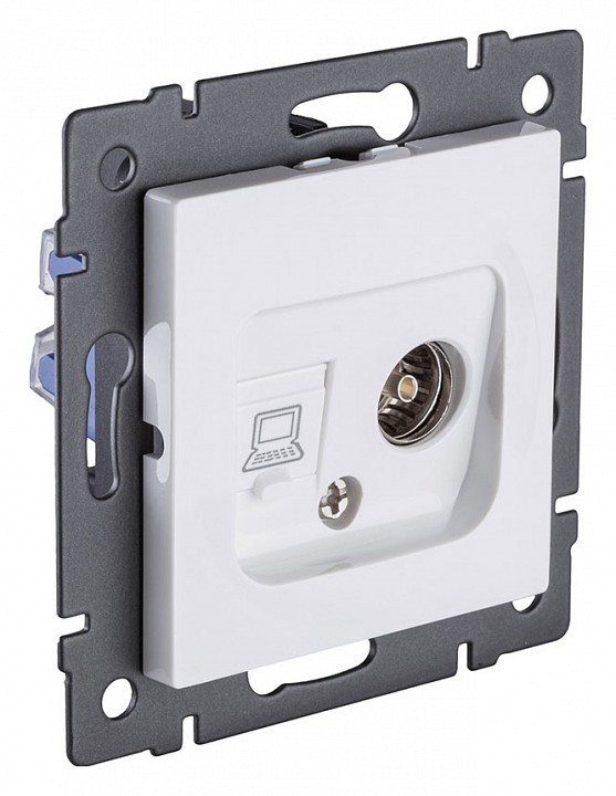 ТВ-розетка и розетка Ethernet RJ-45 без рамки Kollinger  REA-021WH, фото 2