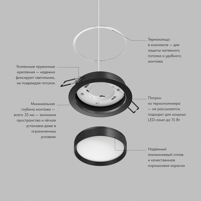 Встраиваемый светильник Denkirs RATIO DK-DH2000-BK, фото 4