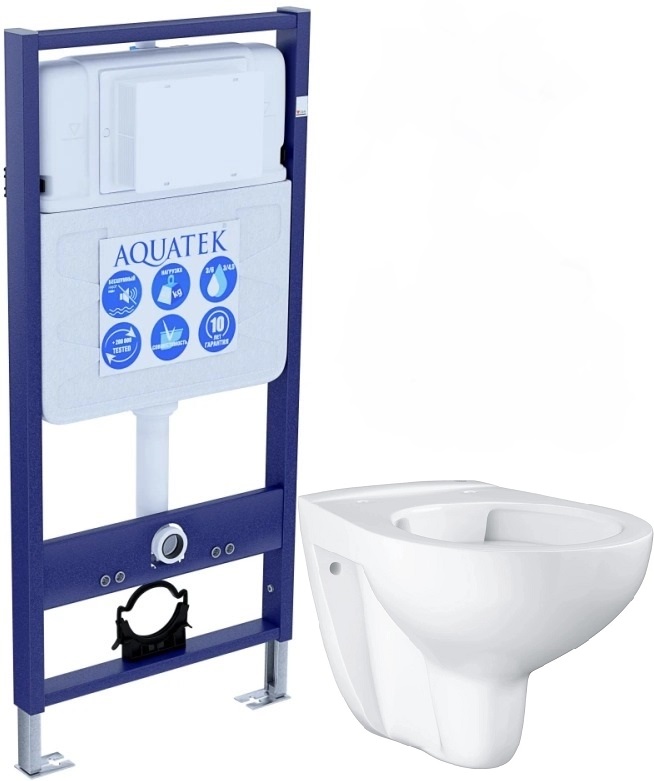 SET AQUATEK КЛАССИК T (рама AQUATEK Standard INS-0000012(без клавиши и крепежа)+унитаз КЛАССИК AQ1112T-00 TORNADO с тонким сиденьем soft-close, фото 1