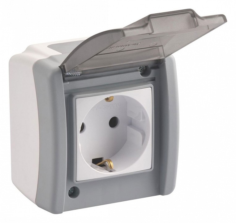 Розетка влагозащищенная с заземлением и крышкой Mono Electric Octans IP54 154-020007-117, фото 2