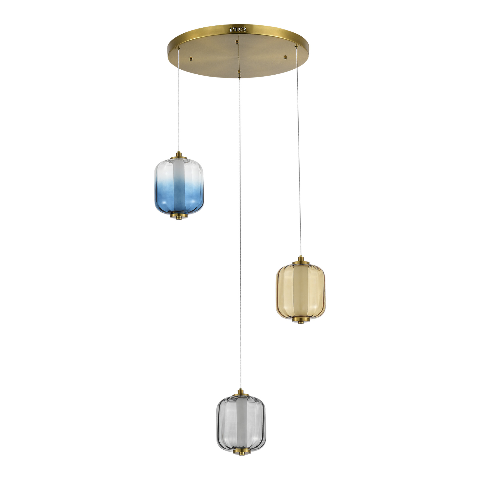 SL1193.303.03 Светильник подвесной ST-Luce Латунь/Янтарный,Дымчатый,Голубой LED 3*11,2W 3000K САММЕР, фото 2