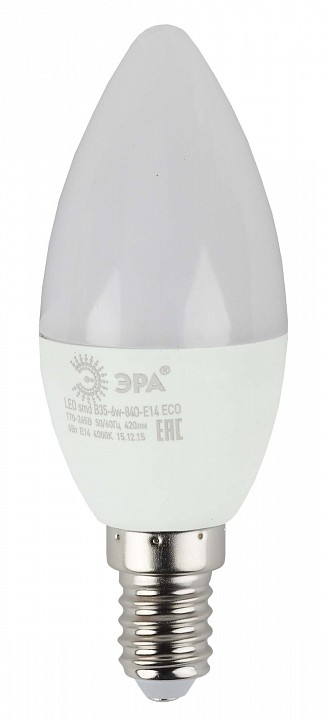 Лампа светодиодная Эра E14 6Вт 4000K LED B35-6W-840-E14 R, фото 3