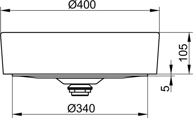 32880310400 STAGELINE Керамический умывальник D=400 mm, без перелива, вкл. принудительный слив G 1 1/4 и керамическую крышку, белый, фото 2