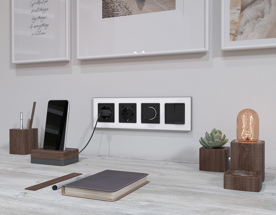 Розетка с заземлением и 2хUSB type C, без рамки Ambrella Volt ALFA MA810510, фото 2