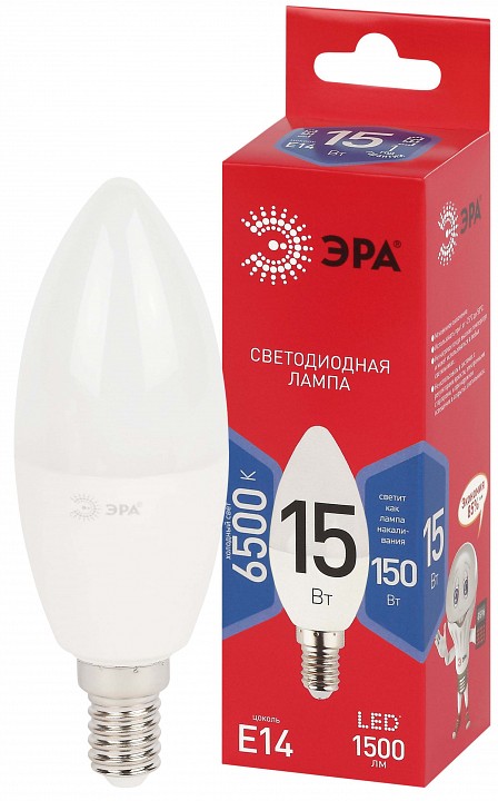 Лампа светодиодная Эра E14 15Вт 6500K LED B35-15W-865-E14 R, фото 2