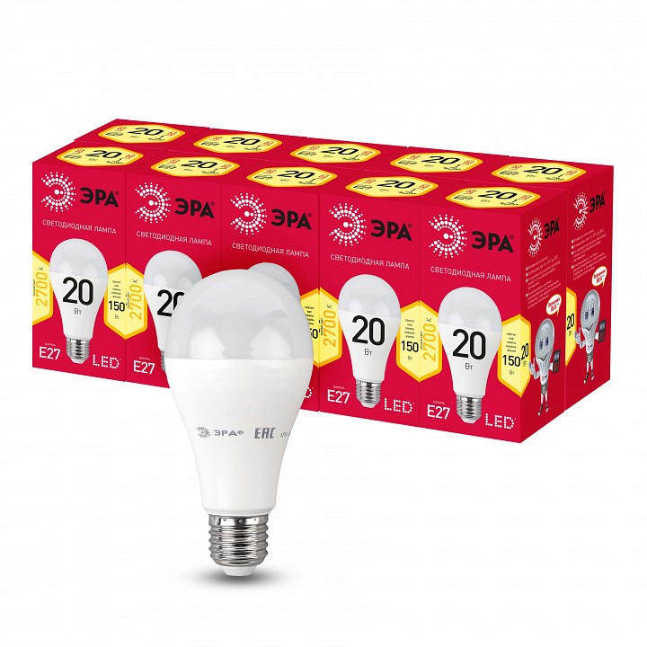 Лампа светодиодная Эра E27 20Вт 2700K LED A65-20W-827-E27 R, фото 5