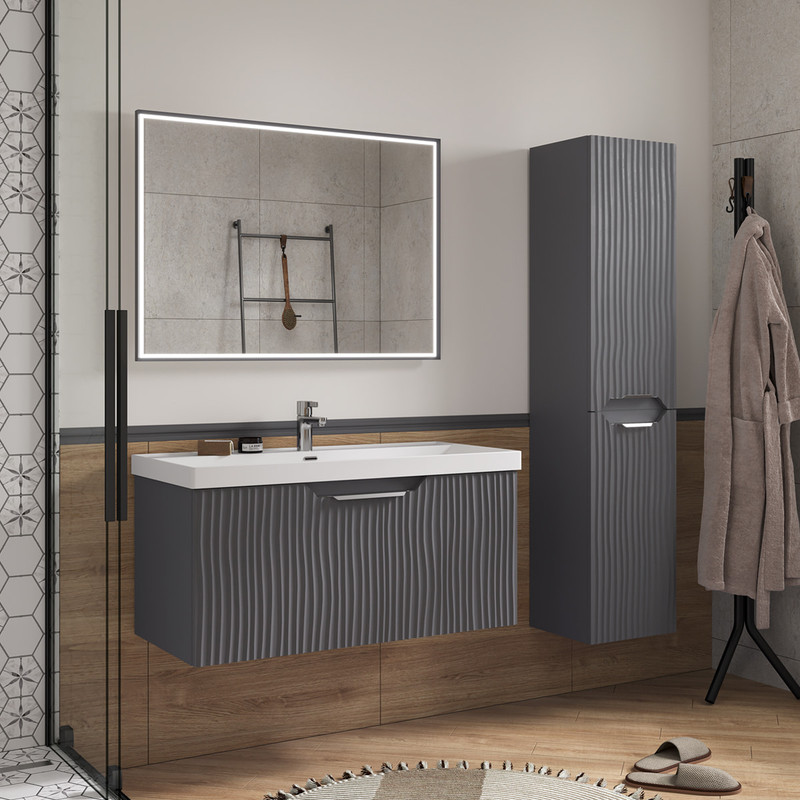 Пенал EQUIL Mirage 36 подвесной с корзиной правый графит софт, фото 4