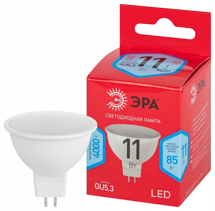 Лампа светодиодная Эра GU5.3 11Вт 4000K LED MR16-11W-840-GU5.3 R, фото 2