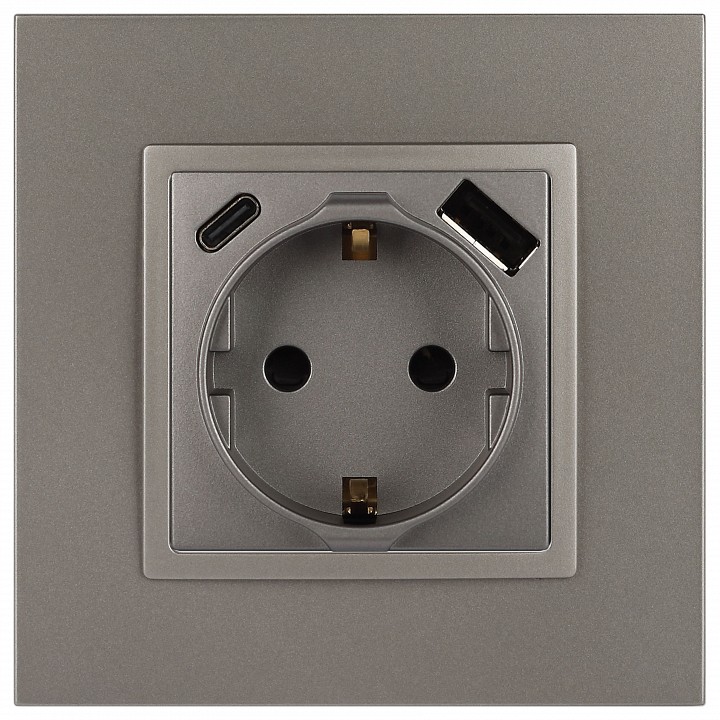 Розетка с заземлением и со шторкой и 2хUSB, без рамки Эра Эра Elegance 14-4108-16, фото 3