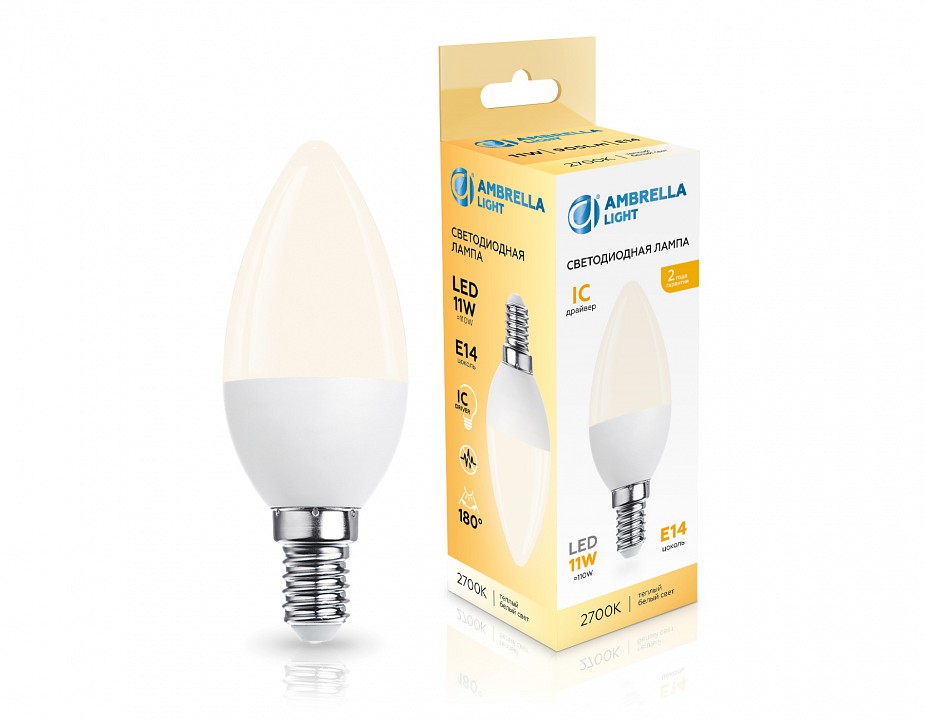 Лампа светодиодная Ambrella Light C37 E14 11Вт 2700K 371113, фото 4