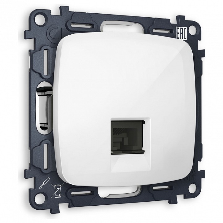 Розетка Ethernet RJ-45 и со шторками, без рамки Ambrella Volt OMEGA MO112005, фото 1