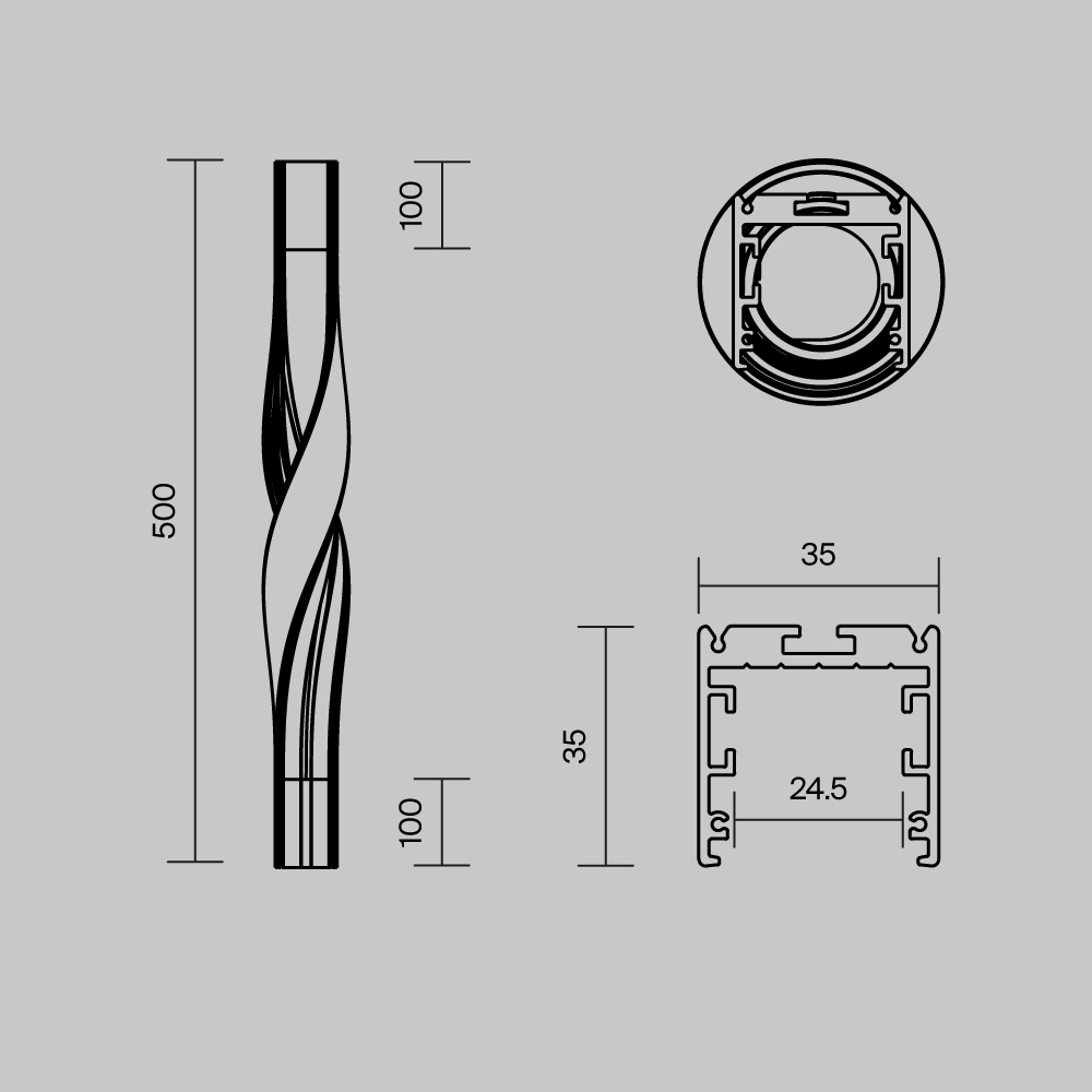 Профиль Led Strip ALM-3535R-B-T-180°-0.5M, фото 2