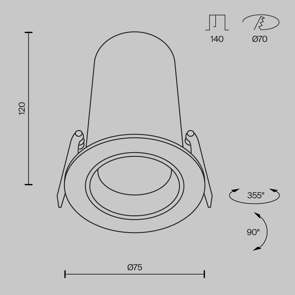 Встраиваемый светильник Technical DL125-L12-4K-W, фото 3