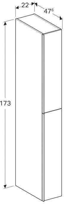500.638.JK.2 Высокий шкафчик Keramag Acanto, с ящиком для лекарств, 220 x 1730 x 476 мм, как разделитель комнаты, фронтальная часть: лавовое стекло, фото 2