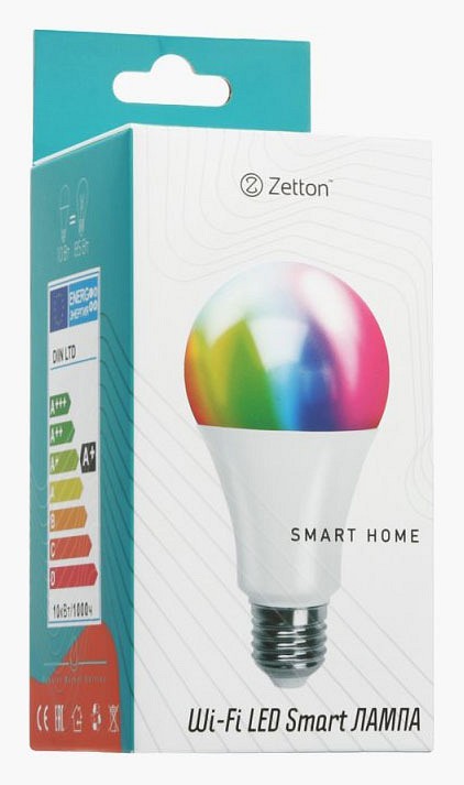 Лампа светодиодная с управлением через Wi-Fi Zetton Smart Wi-Fi Bulb E27 15Вт 6500K ZTSHLBRGBE271RU, фото 2