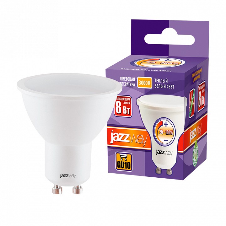 Лампа светодиодная Jazzway  GU10 8Вт 3000K PLED- DIM GU10  8w 3000K, фото 3