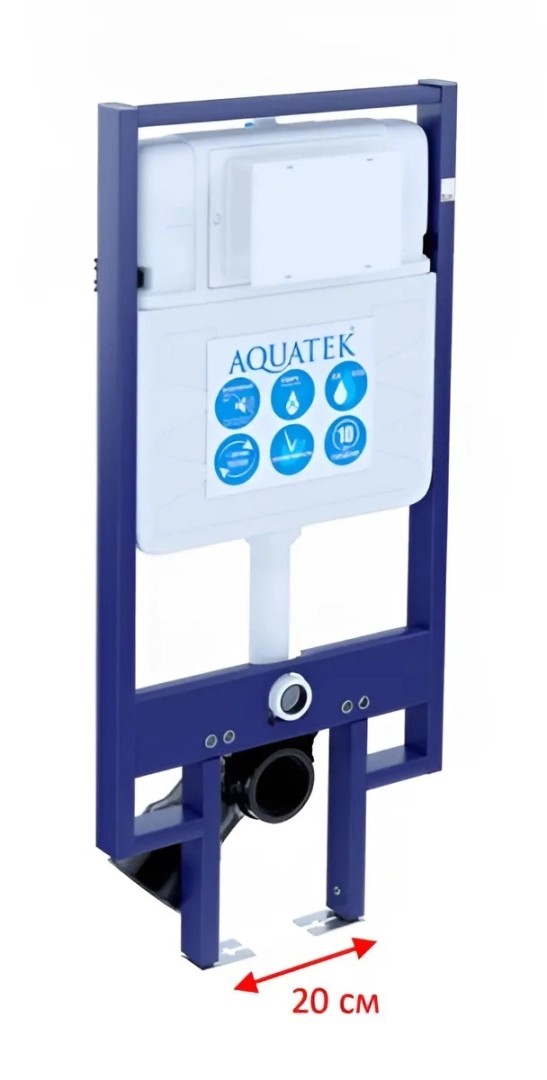 SET AQUATEK МИЯ-MB-025 4в1 (рама AQUATEK Standard INS-0000020+ крепеж KKI-0000002+клавиша KDI-0000025+унитаз AQ2004-MB с тонким сиденьем soft-close, фото 3
