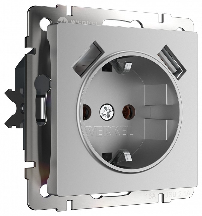 Розетка с заземлением и со шторкой и 2хUSB, без рамки Werkel  W1171506, фото 1