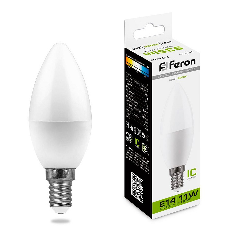 Лампа светодиодная Feron  E14 11Вт 4000K 25942, фото 2