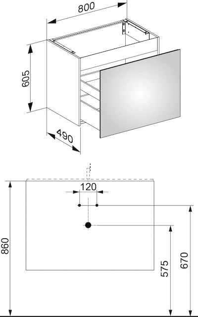 32962180000 PLAN Тумба под умывальник 800x490x605 мм кашемир, фото 4