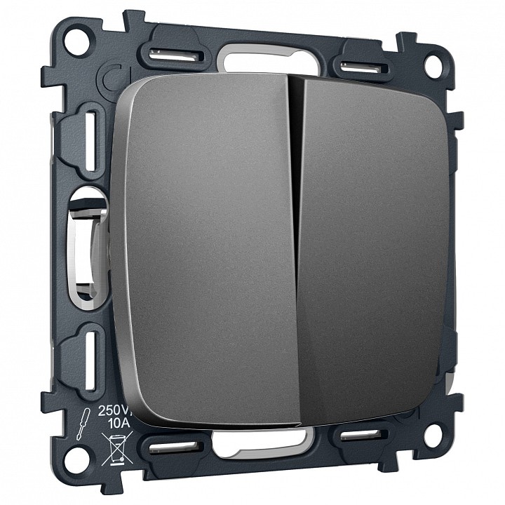 Выключатель перекрестный двухклавишный без рамки Ambrella Volt OMEGA MO653030, фото 1