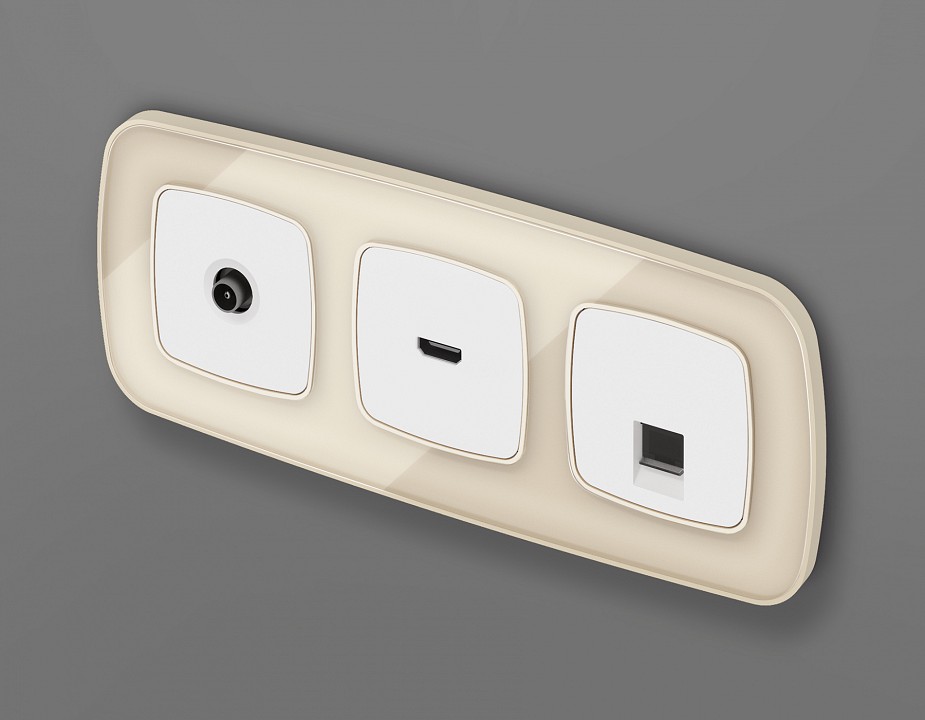 Розетка Ethernet RJ-45 и со шторками, без рамки Ambrella Volt OMEGA MO132005, фото 3