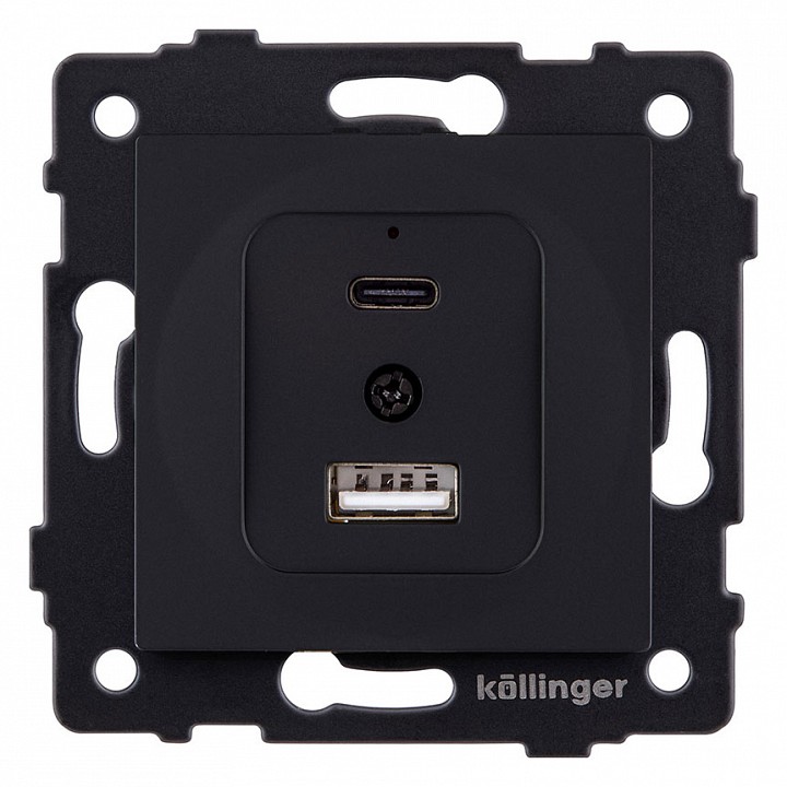 Розетка 2хUSB type A и C без рамки Kollinger  REA-037BM, фото 1
