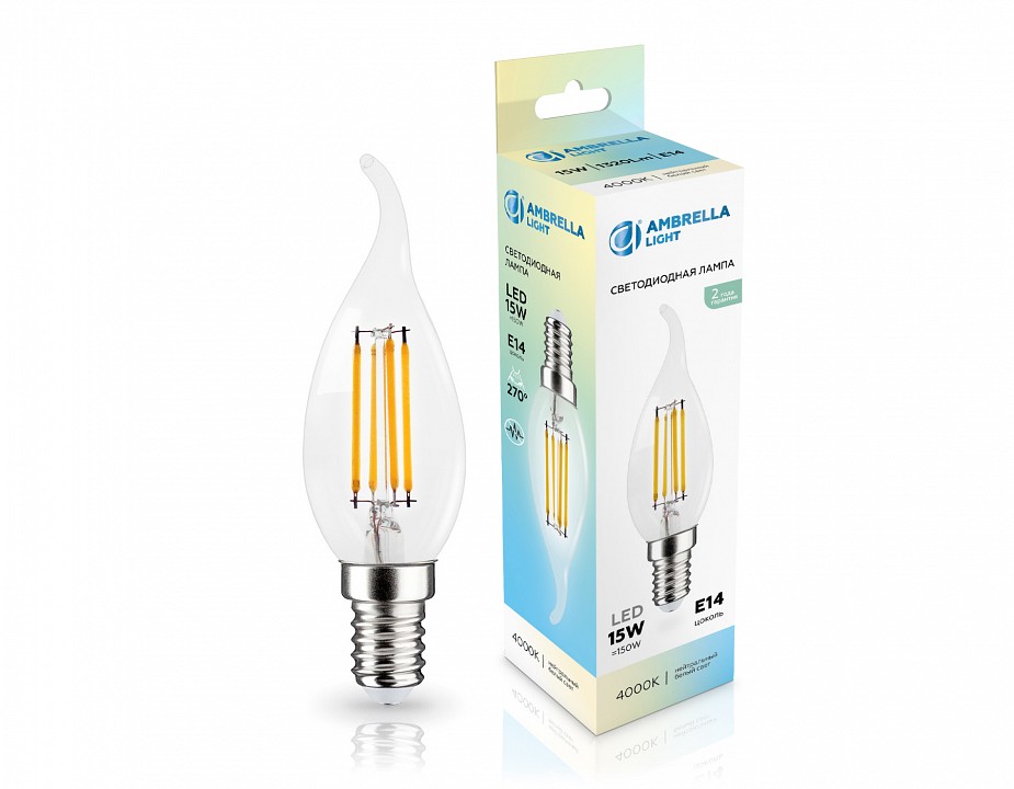 Лампа светодиодная Ambrella Light C35 E14 15Вт 4000K 351524, фото 4