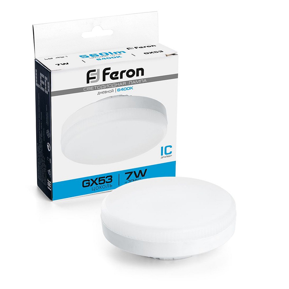 Лампа светодиодная Feron GX53 7Вт 6400K 25866, фото 2