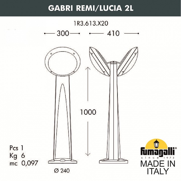 Наземный высокий светильник Fumagalli Lucia 1R3.613.X20.AYE27, фото 3