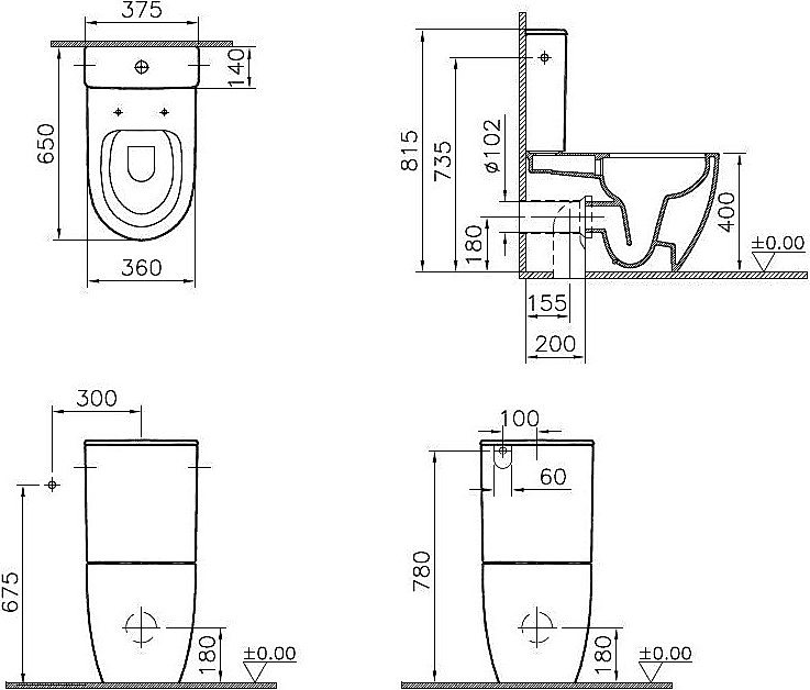 9830B003-7204 Sento Rim-ex напольный унитаз open back, сиденье тонкое микролифт VitrA (крышка 130-003-009, 86-003-009), фото 2