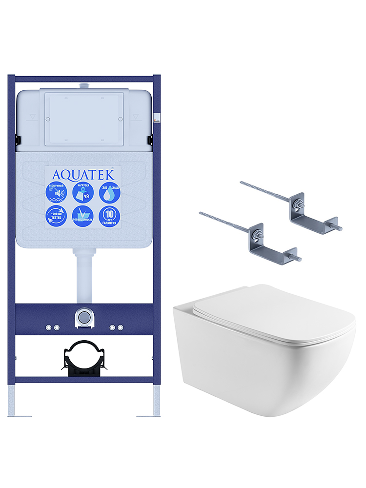 SET AQUATEK МЕДЕЯ T (рама AQUATEK Standard INS-0000012 + крепеж KKI-0000002 +унитаз AQ1537T-00 МЕДЕЯ Унитаз подвесной, с тонким сиденьем soft-close), фото 1