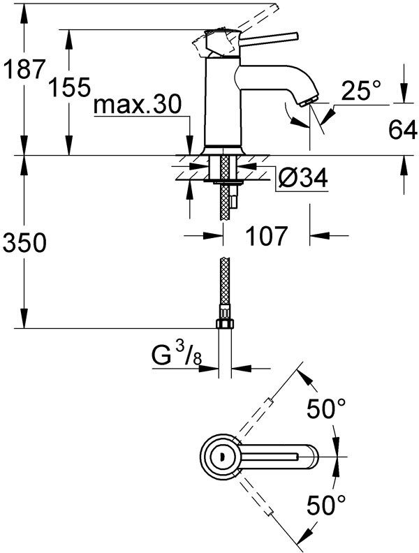 23162000 BauClassic Смеситель для раковины, хром, фото 2