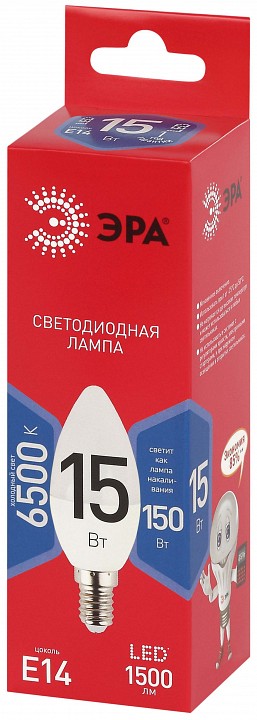 Лампа светодиодная Эра E14 15Вт 6500K LED B35-15W-865-E14 R, фото 3