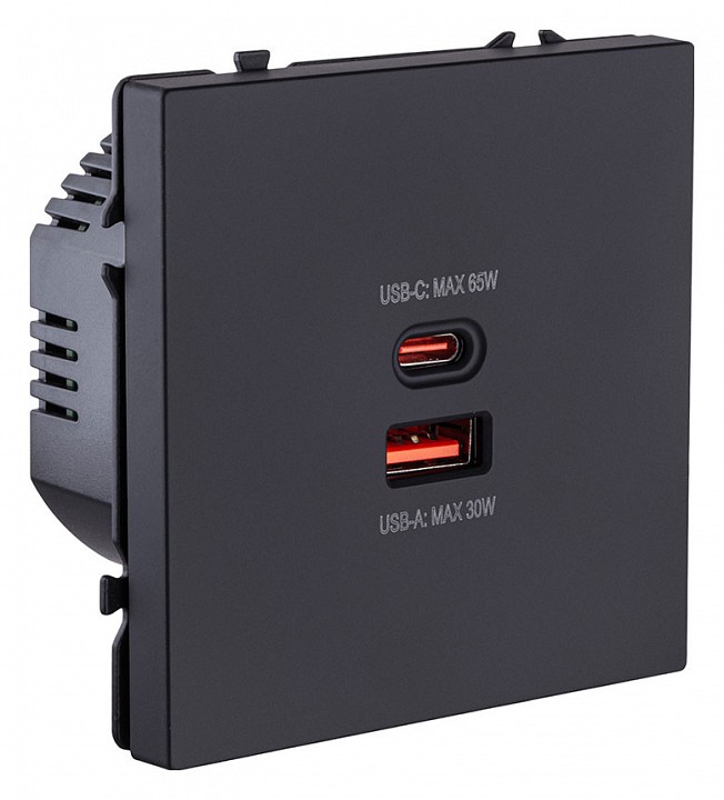 Розетка 2хUSB type A и C без рамки Kollinger Eclipse EC-024BK, фото 2