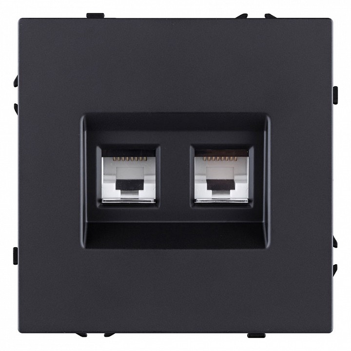 Розетка двойная Ethernet RJ-45 и со шторками, без рамки Kollinger Eclipse EC-018BK, фото 1