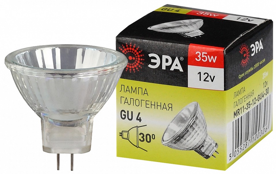 Лампа галогеновая Эра  GU4 35Вт 3000K GU4-MR11-35W-12V-30CL, фото 2