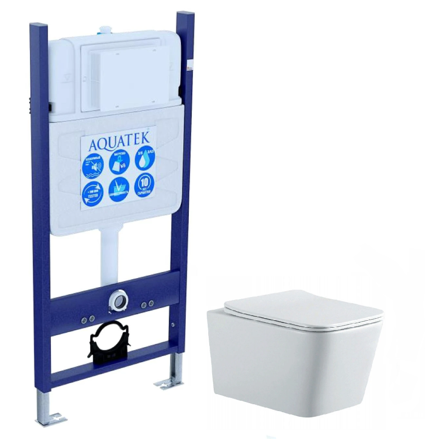 SET AQUATEK ЛИБРА N-14 (рама AQUATEK Standard INS-0000014(без клавиши и крепежа)+унитаз ЛИБРА New AQ0530N-00 с тонким сиденьем soft-close, фото 1