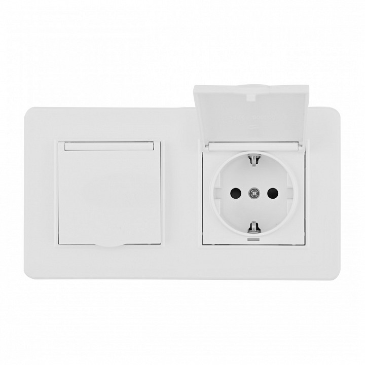 Розетка с заземлением и шторкой, с крышкой Arte Milano SET16-2 SET16-2-41-1x2 white, фото 2