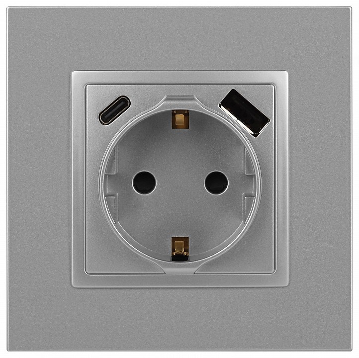 Розетка с заземлением и со шторкой и 2хUSB, без рамки Эра Эра Elegance 14-4108-03, фото 3