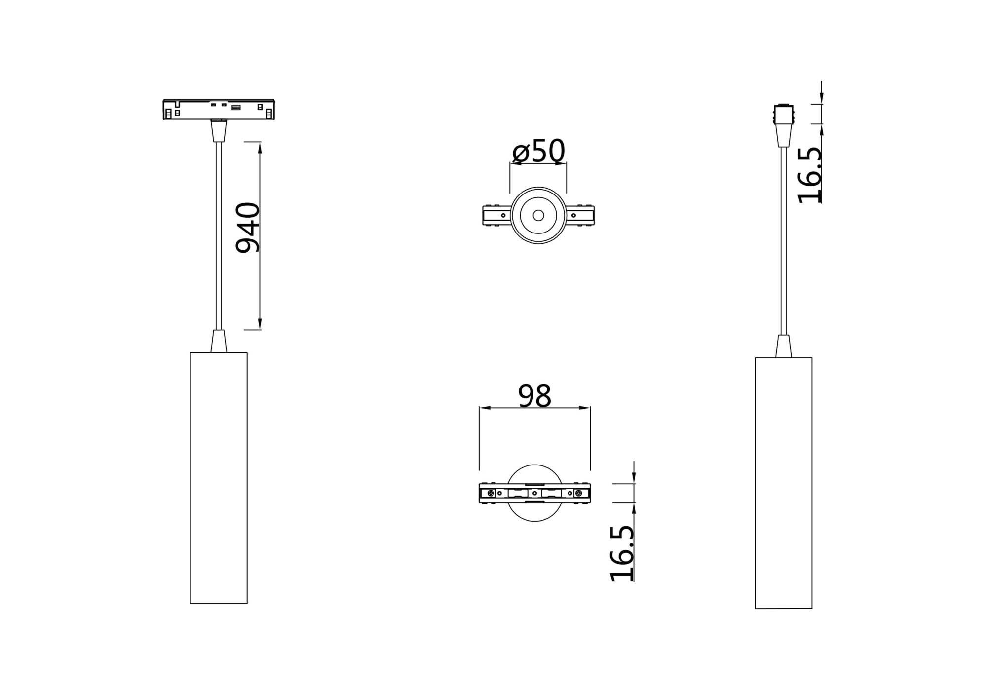 Трековый подвесной светильник Technical TR016-2-12W4K-W, фото 3