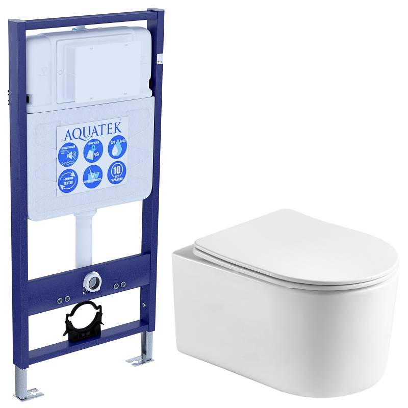 SET AQUATEK МИЯ Т (рама AQUATEK Standard INS-0000012(без клавиши и крепежа)+унитаз МИЯ AQ2004T-00 с тонким сиденьем soft-close, фото 1