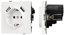 Розетка с заземлением и 2хUSB type A, без рамки Arlight SCT-TENDO 054606
